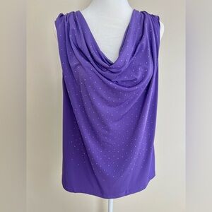 Faircore Purple Embellished Draped Neck Stretchy Dressy XL Top Dressbarn